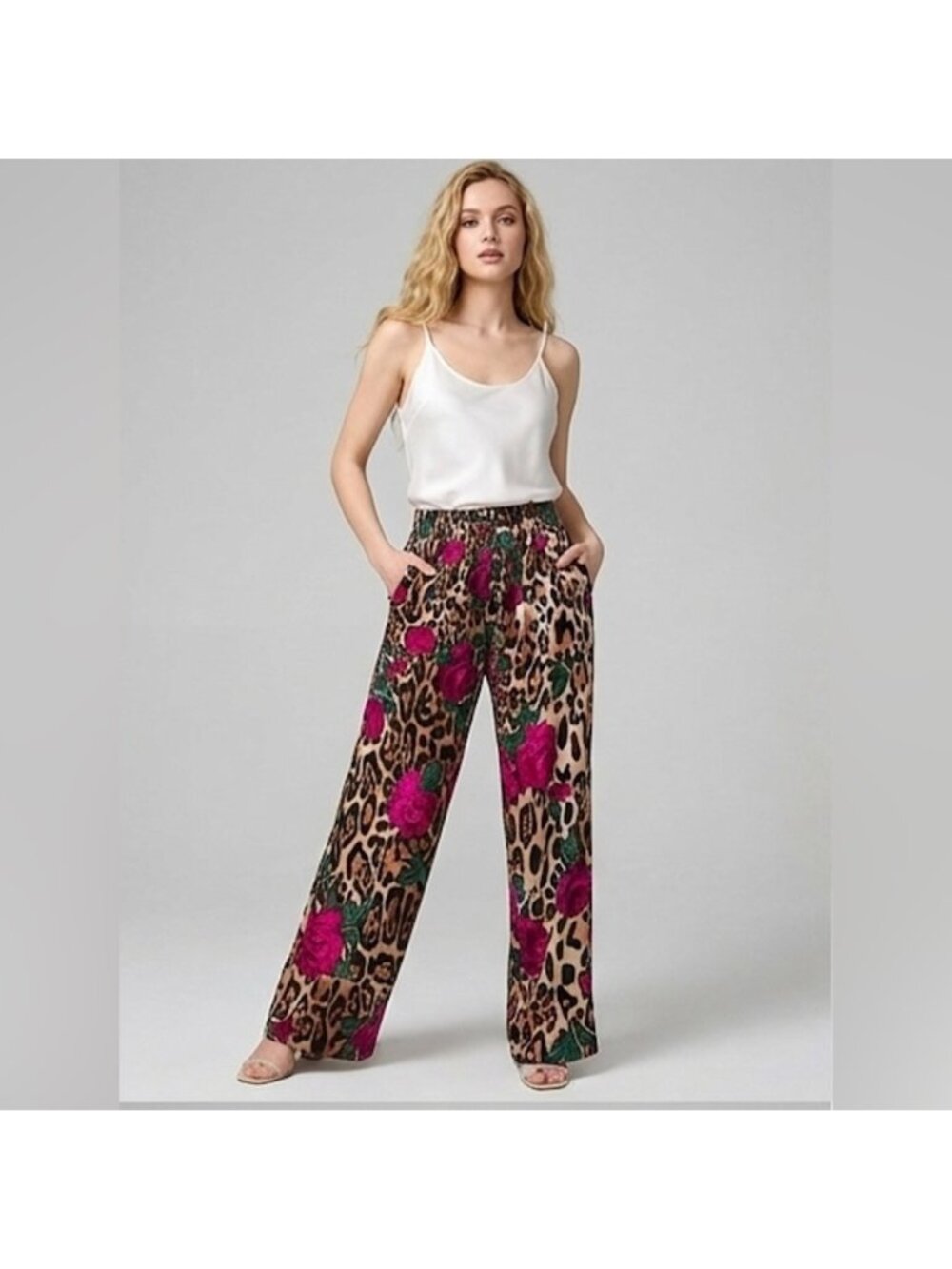 Maximalist Animal Print & Floral Wide Leg Pants